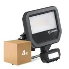 Flerpack 4x Ledvance LED Strålkastare Aluminium Svart 17W 2400lm 100D - 840 Kallvit | IP65 - Rörelse- Och Ljussensor - Symmetrisk